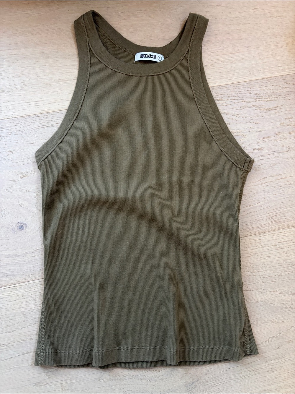 Buck Mason Olive Green Ribbed Tank